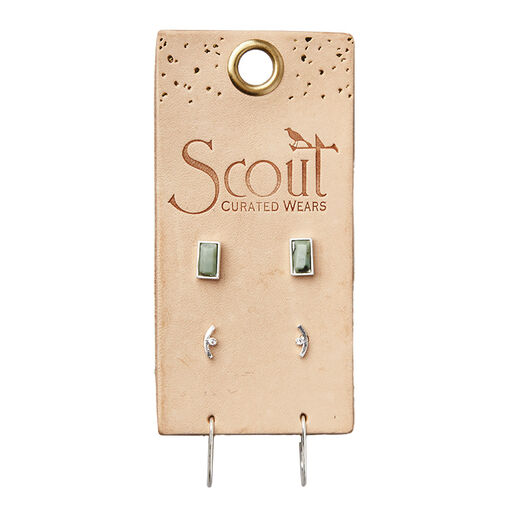 African Turquoise and Silver Courtney Earring Stud Trio, 