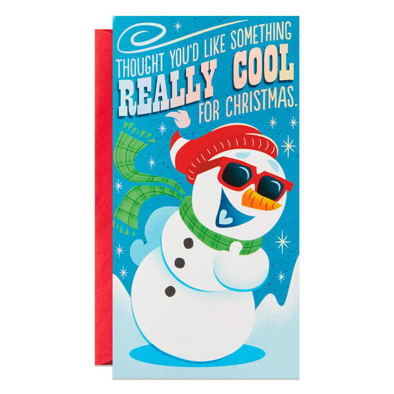 Cool Snowman Pop-Up Money Holder Christmas Card, , large image number 1