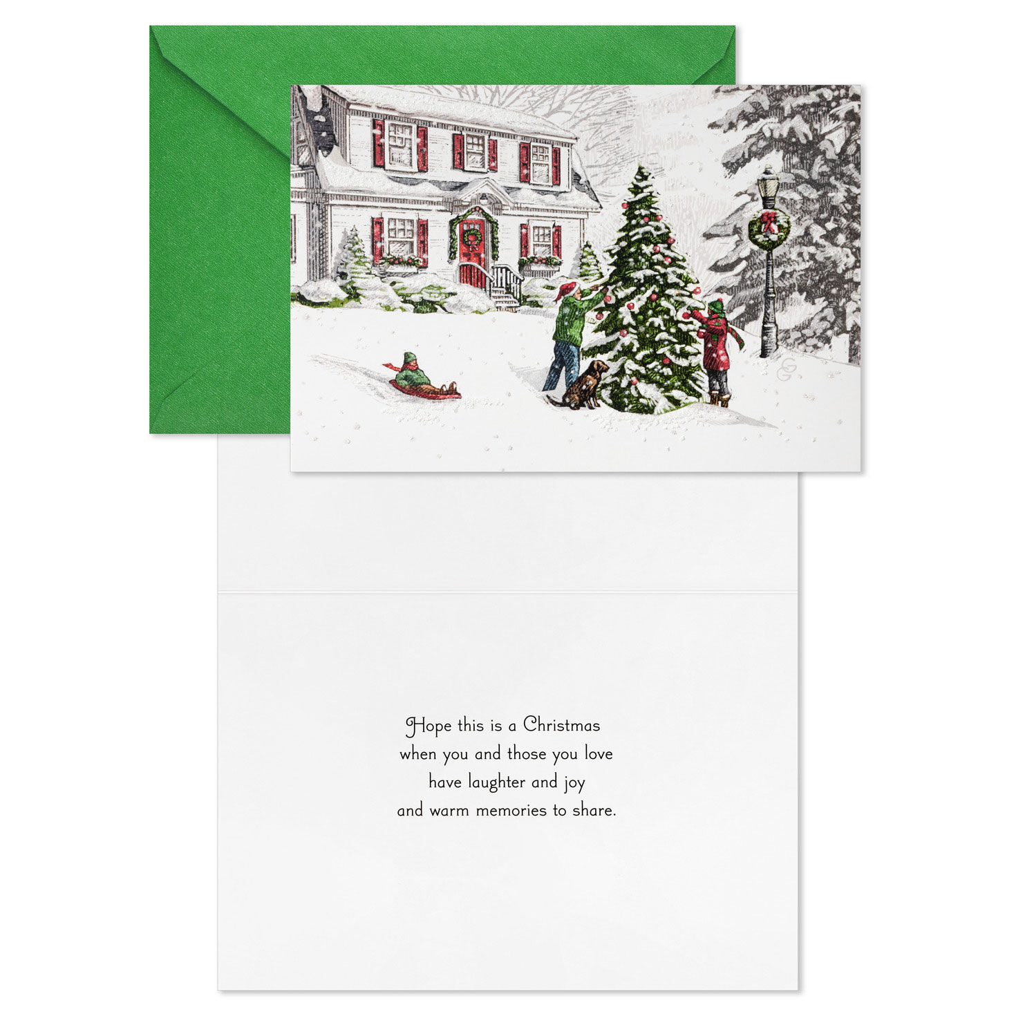 Snowy Home Boxed Christmas Cards Bulk Pack Card Front with Sentiment image number 3
