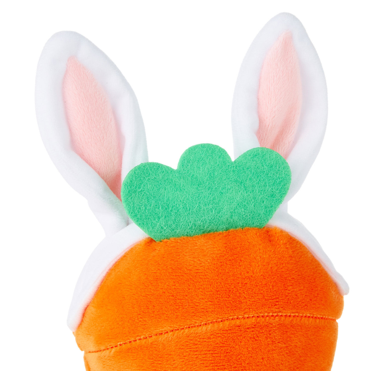 Carrot-Shaped Plush Wearing Bunny Ears upclose view image number 4