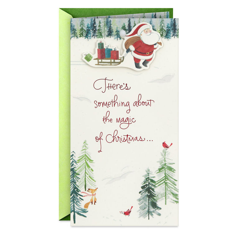 The Magic of Christmas Santa With Sled Money Holder Christmas Card
