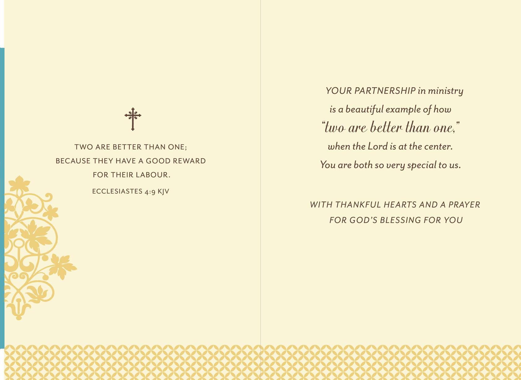 Thankful Hearts for Clergy and Wife Appreciation Card