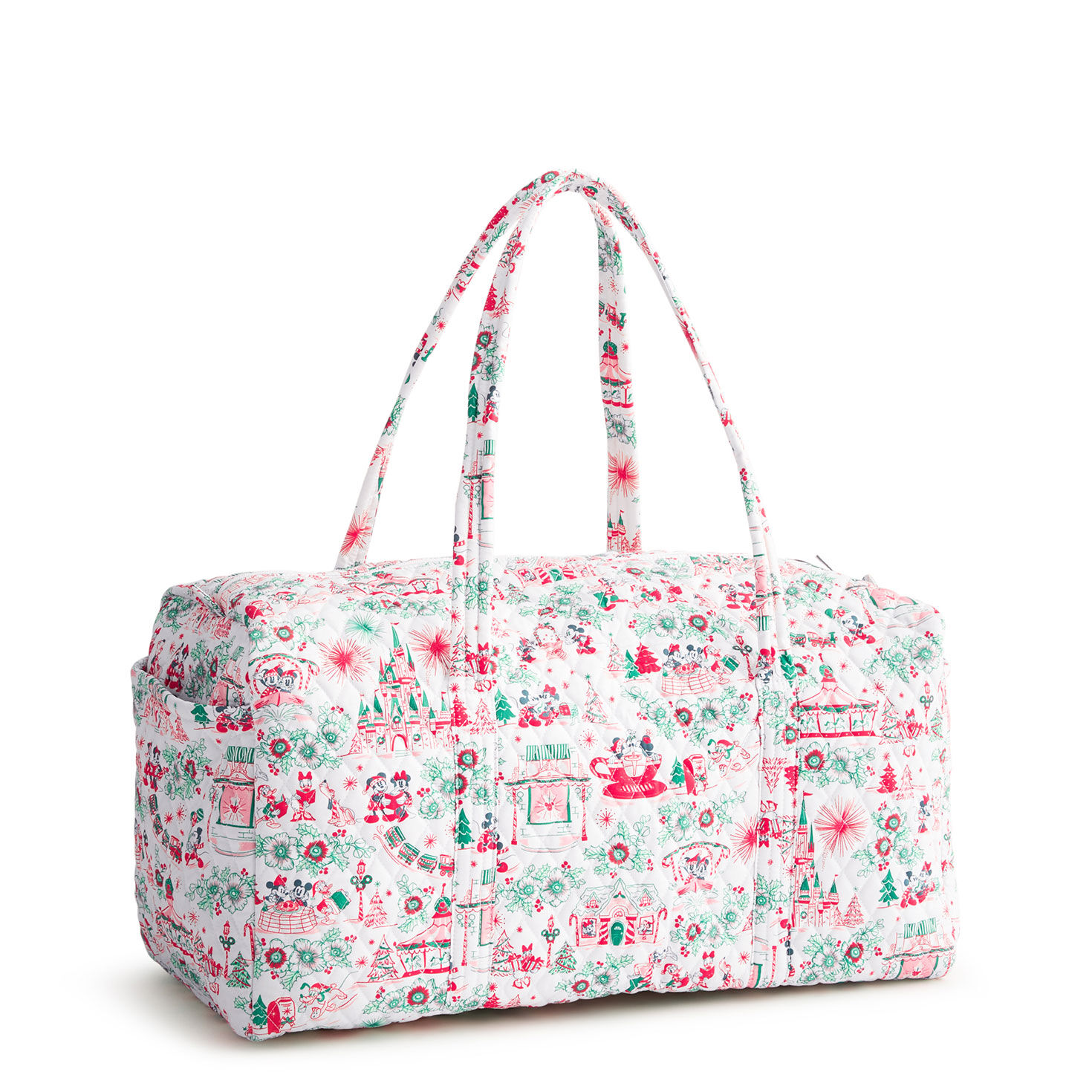 Pink Green Holiday Disney Fabric Duffel Bag Back image number 2