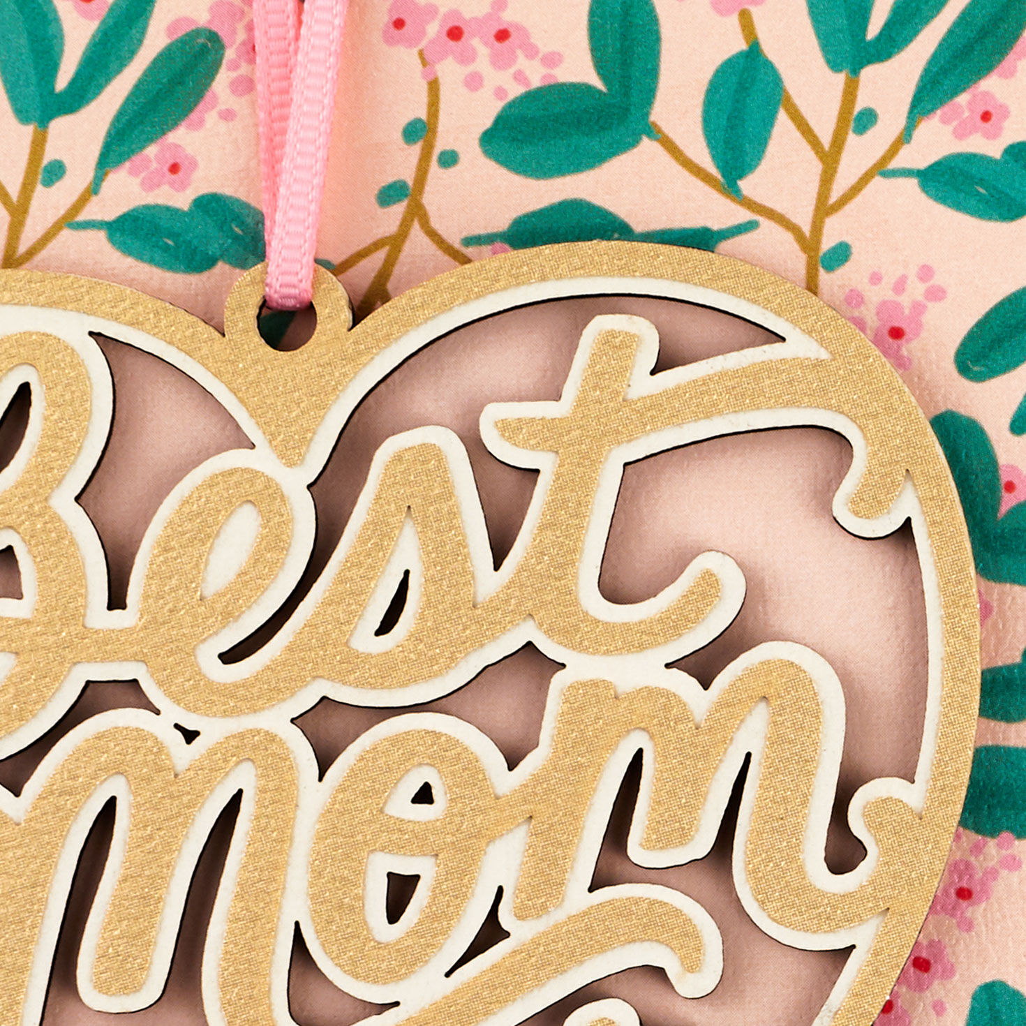 Best Mom Ever Floral Mothers Day Card and Ornament Card Front Detail image number 4