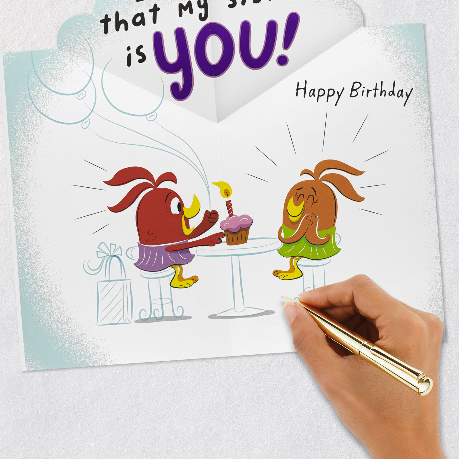 Cartoon Birds Birthday Card for Sister Signing card image number 8