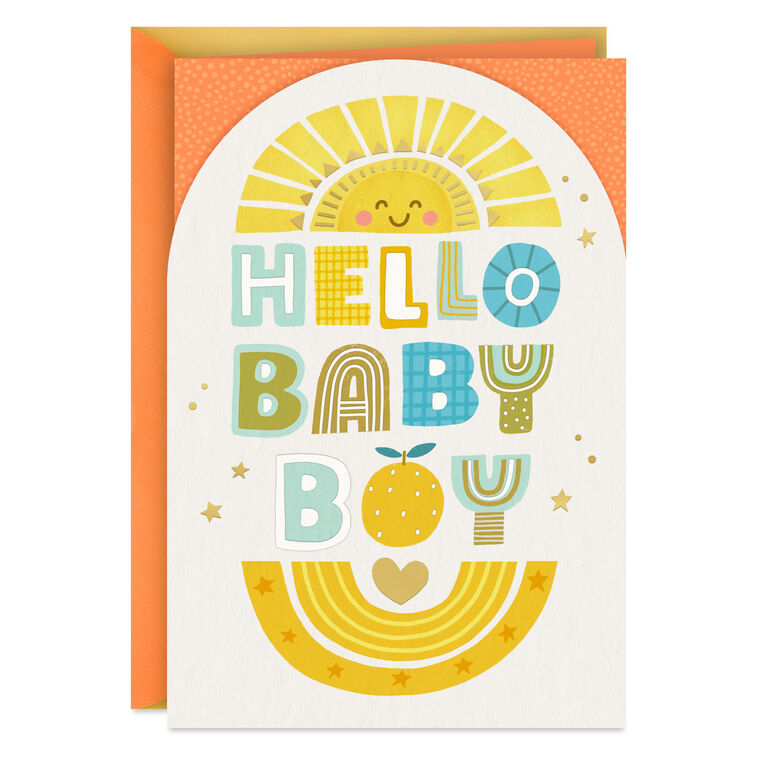 Sun, Stars, Love and Joy New Baby Boy Card