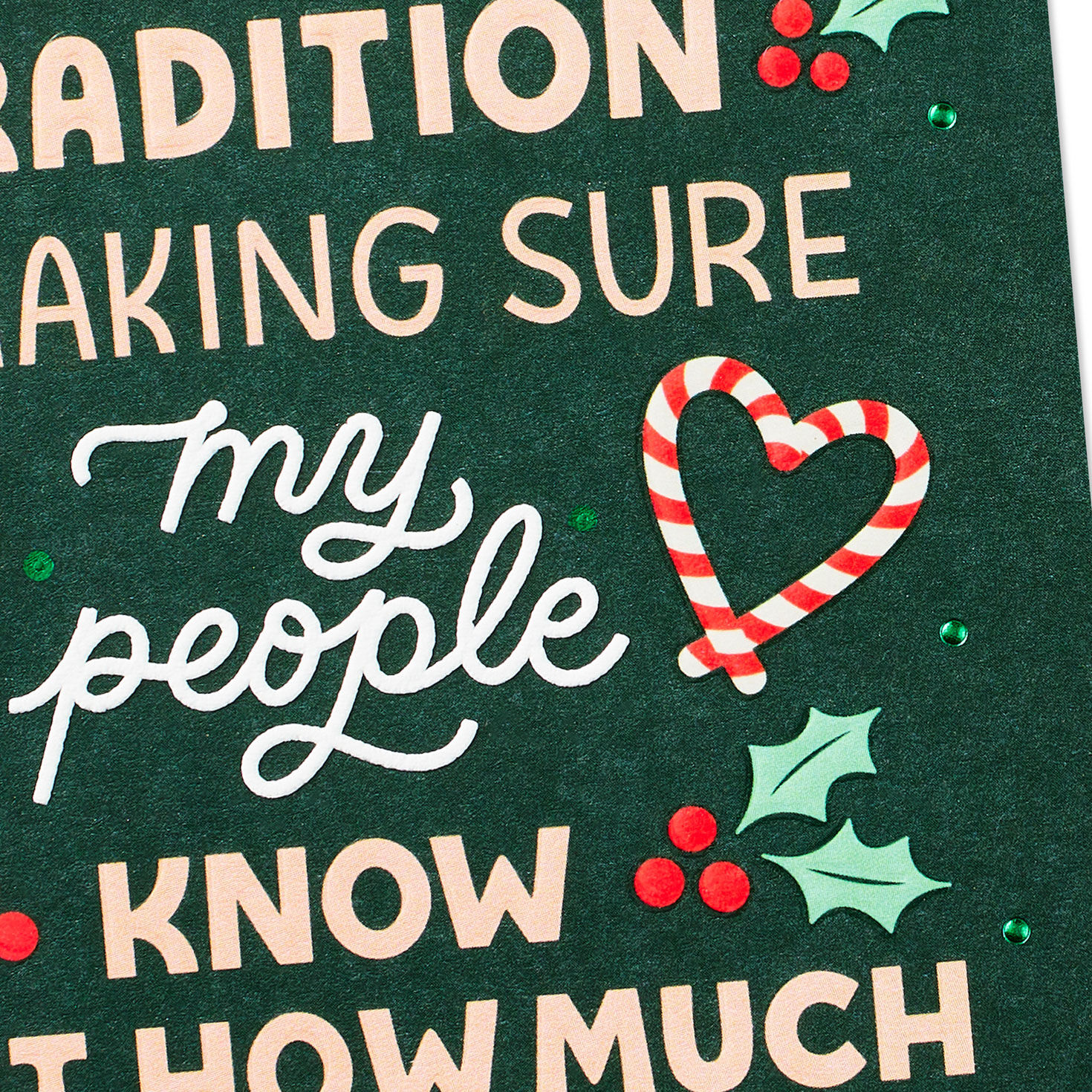 Heart-Shaped Candy Canes and Holly Christmas Card Card Cover Detail image number 5