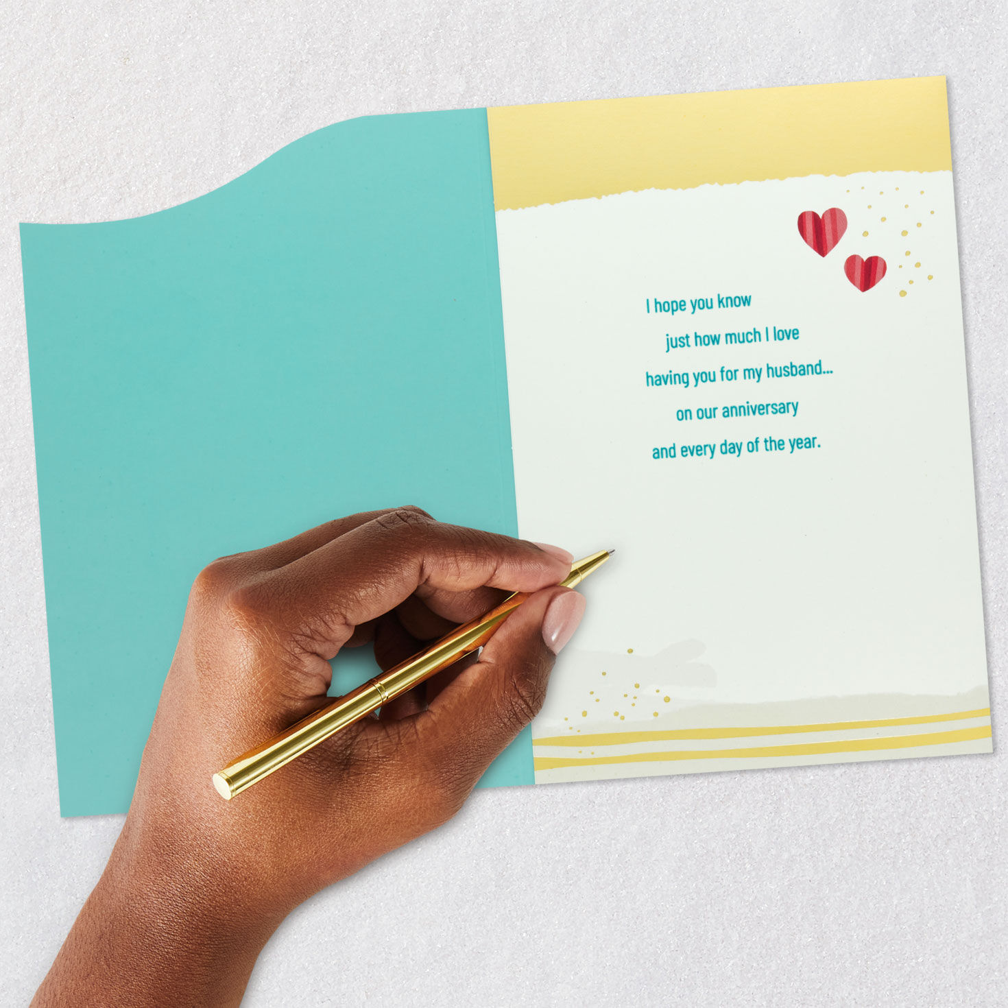 Colorful Hearts Anniversary Card for Husband Signing card image number 7