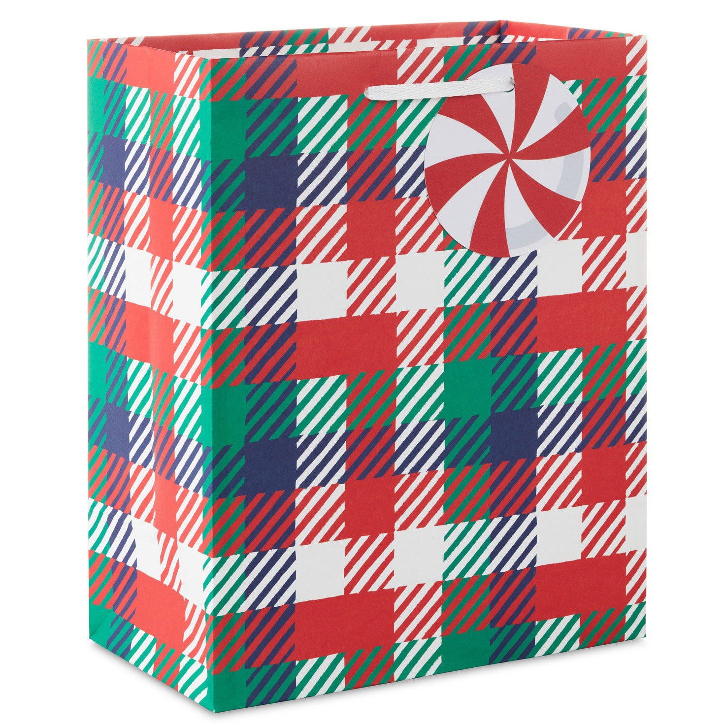 9.6" Bold Woven Plaid Medium Holiday Gift Bag
