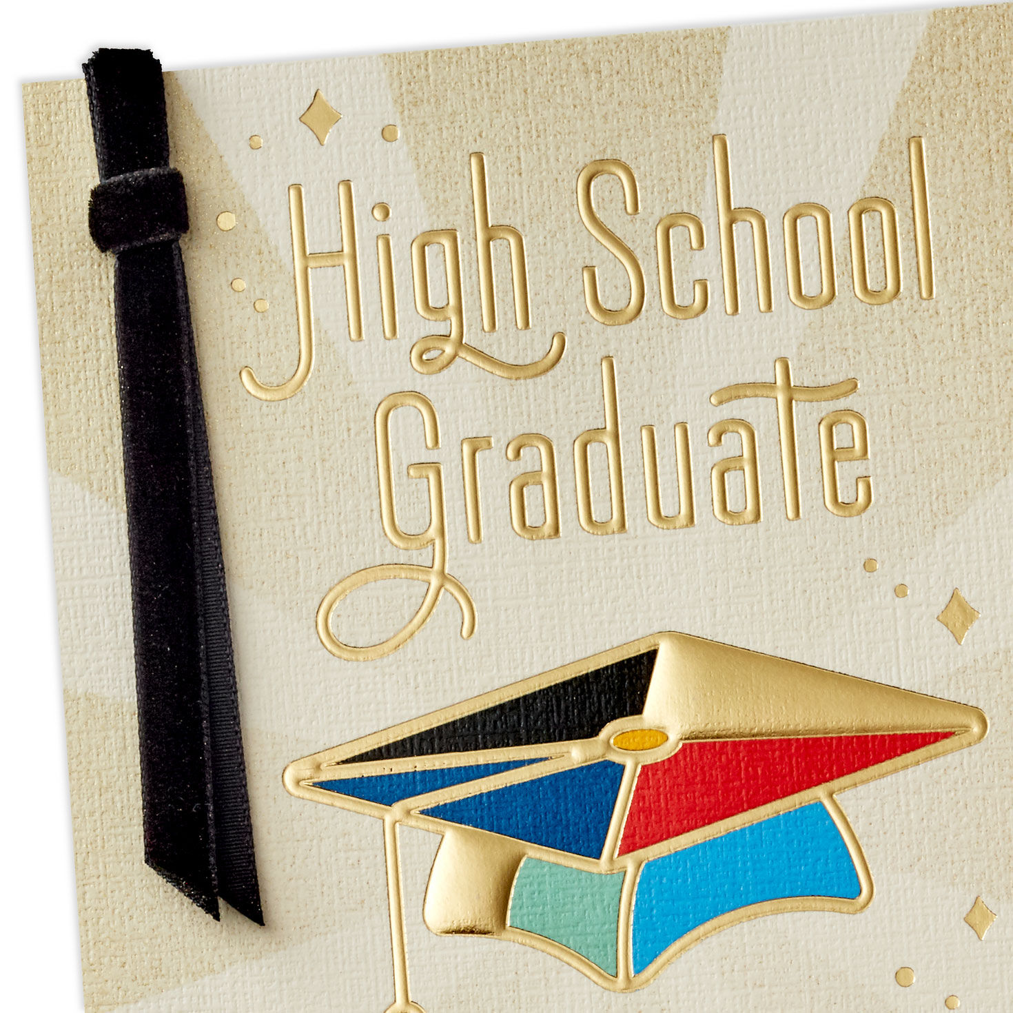 Mortarboard High School Graduation Card card front detail image number 5