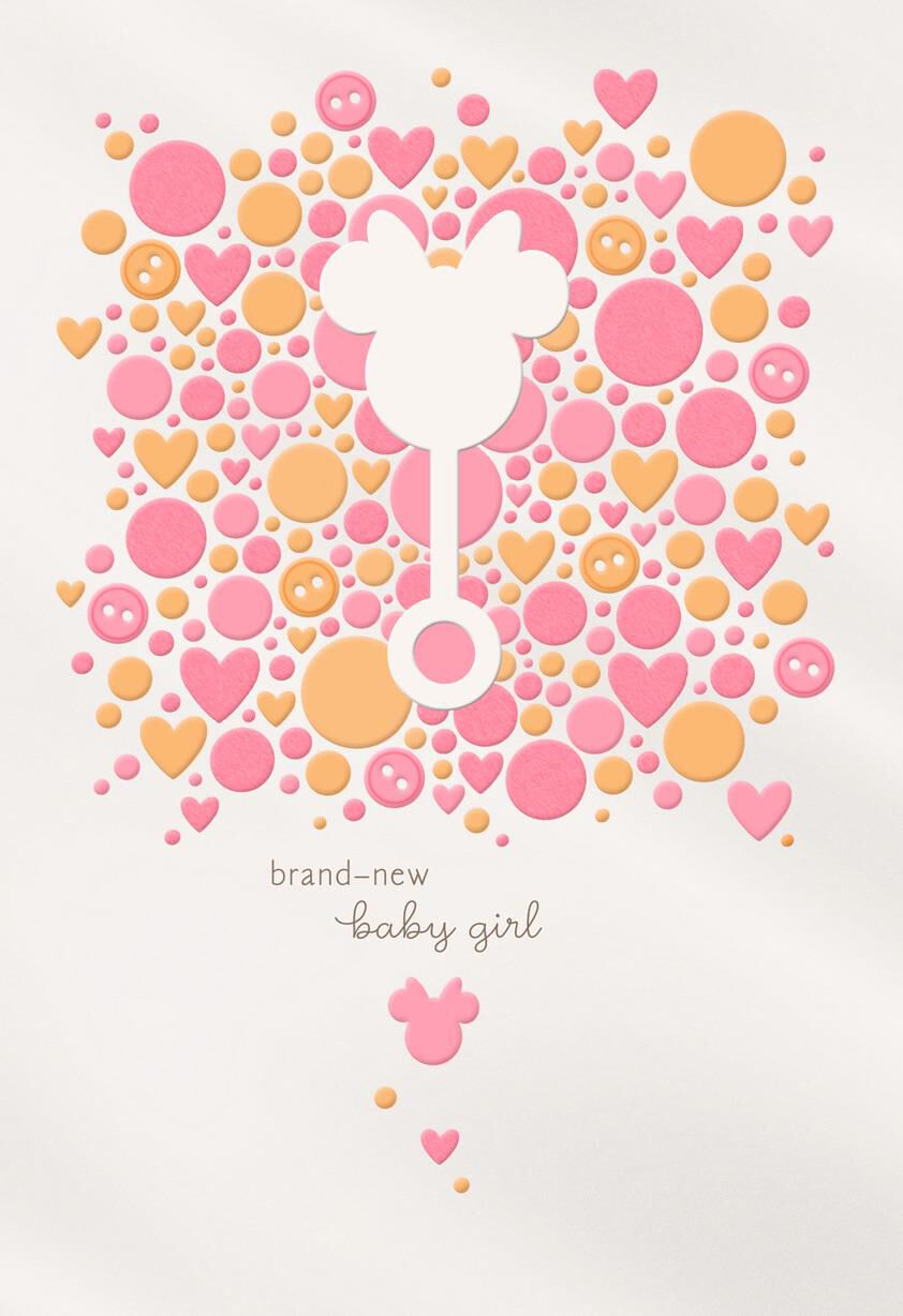 Minnie Mouse Rattle New Baby Girl Card