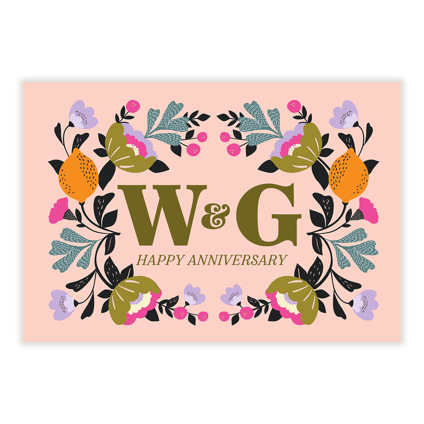 Artistic Botanicals Initials Anniversary eCard, , large image number 2