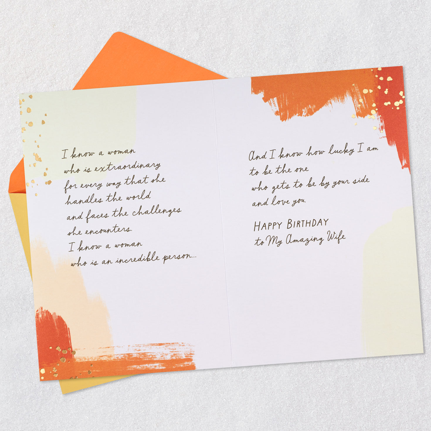 Black Woman in Abstract Landscape Wife Birthday Card Open card with envelope image number 5