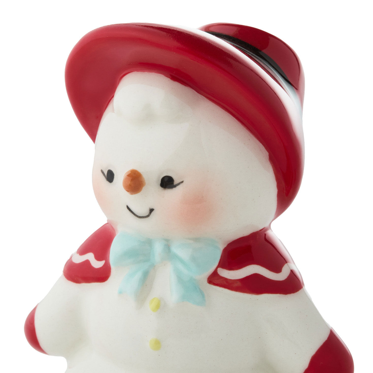 Snowman and Snow Woman Salt and Pepper Shaker Set upclose detail image number 4