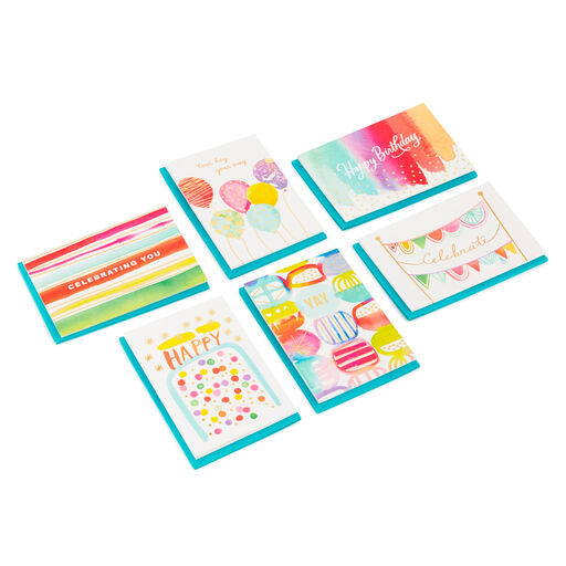 Assorted Bright Watercolor Boxed Birthday Note Cards, Pack of 36, 