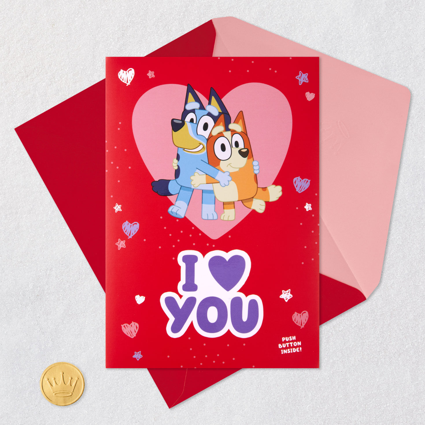 Bingo and Bluey Kids Valentine's Day Card With Music Card Front with Envelope and Gold Seal image number 6