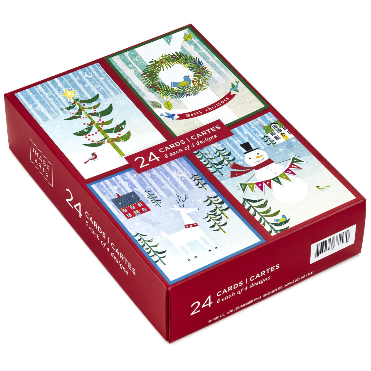 Colorful Winter Scenes Assorted Christmas Cards, Box of 24 Boxed