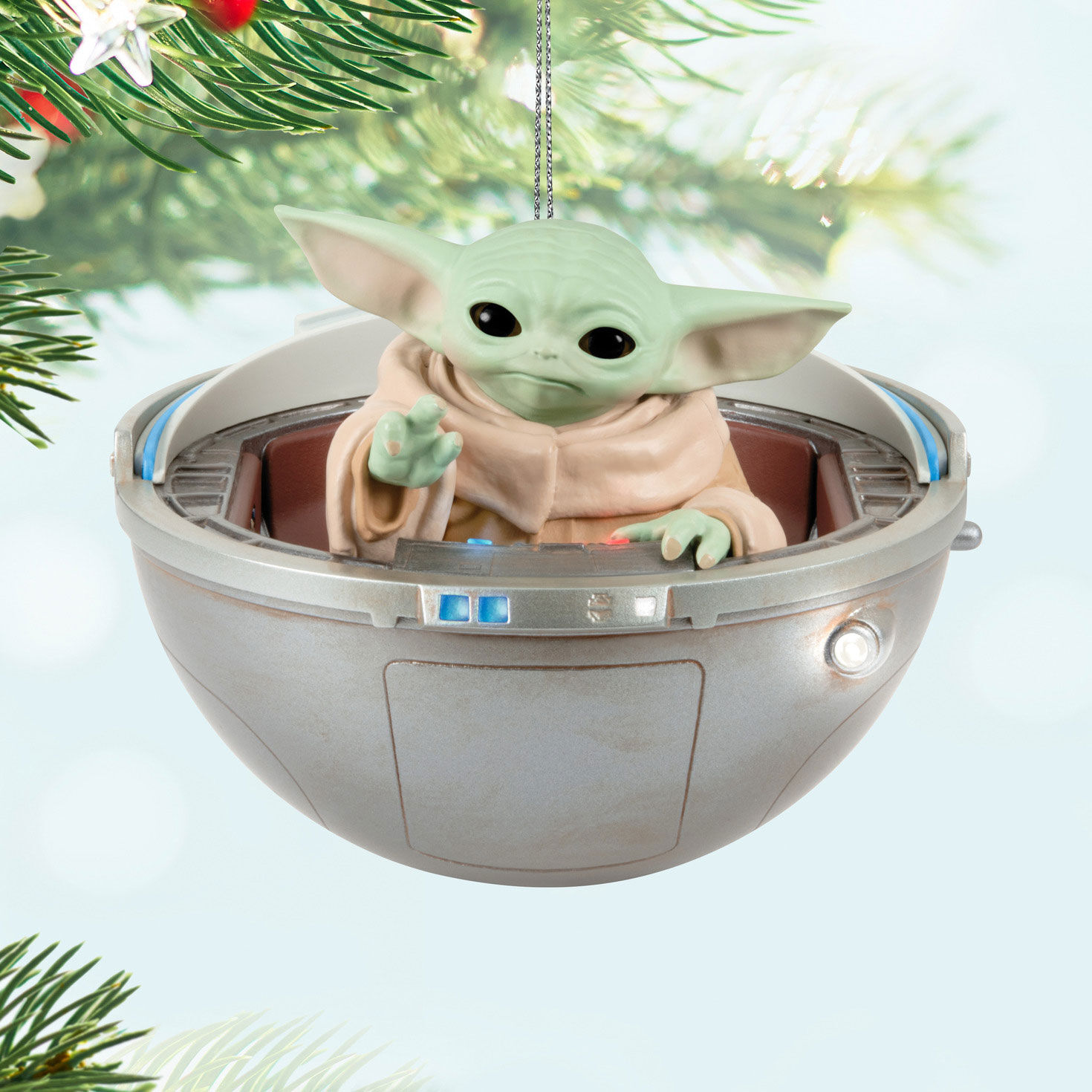 Star Wars The Mandalorian™ Grogu™ in Hovering Pram Ornament With Light