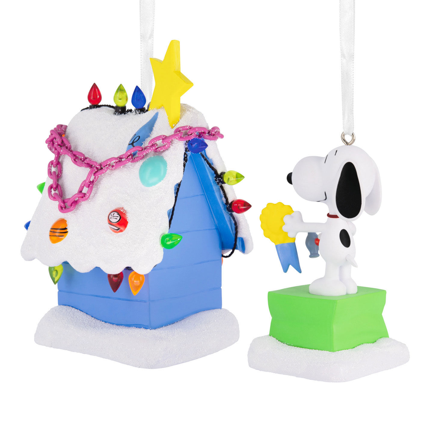 Peanuts&reg; Snoopy and Holiday Doghouse Hallmark Ornaments, Set of 2, , large image number 7