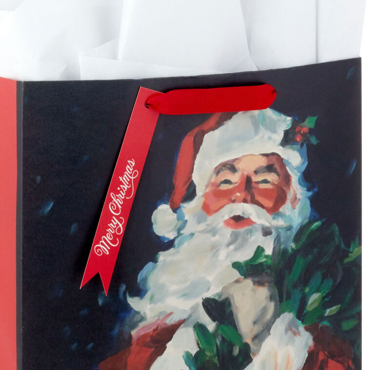 13" Classic Santa Large Christmas Gift Bag With Tissue Paper, , large image number 4