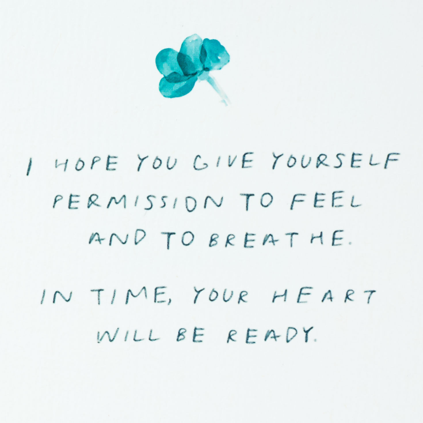 Teal Abstract Blooms on Blush Support Card Sentiment image number 2