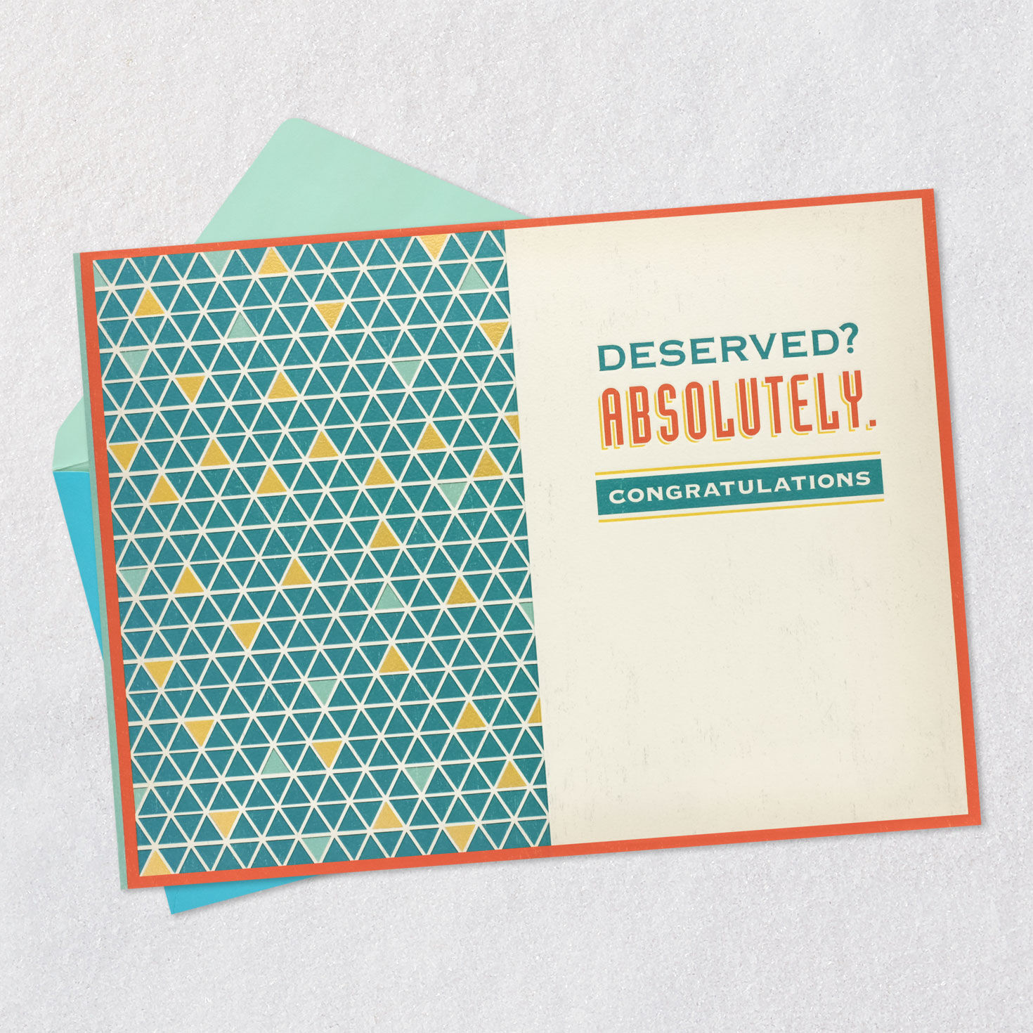 Bold Retro Lettering Promotion Congrats Card Open card with envelope image number 3
