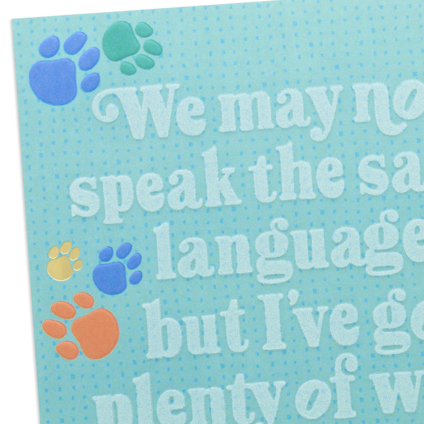 Colorful Paw Prints on Blue Mother's Day Card from Dog Card Front Detail image number 4