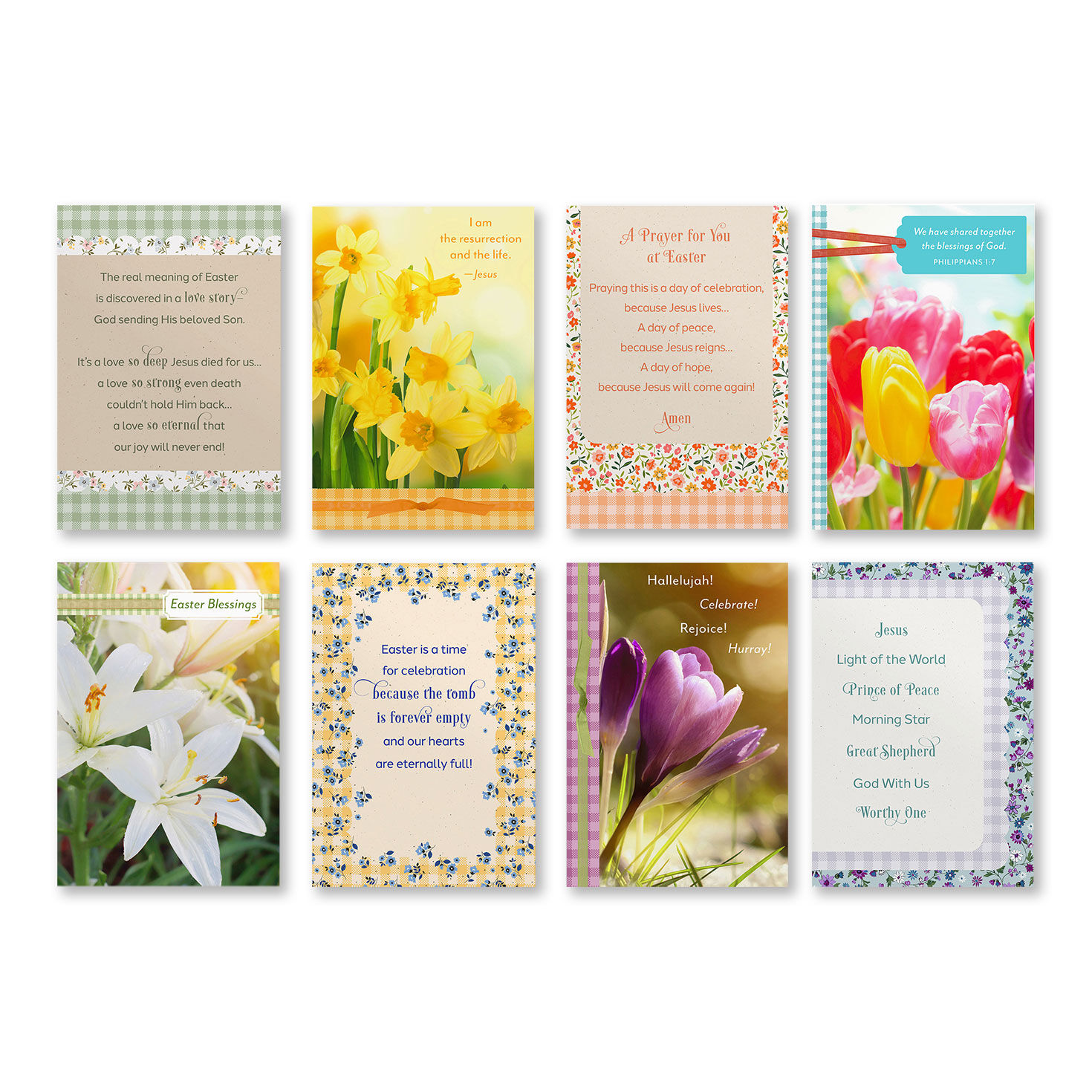 Charming Floral Patterns and Photos Assorted Religious Easter Cards, Box of 24