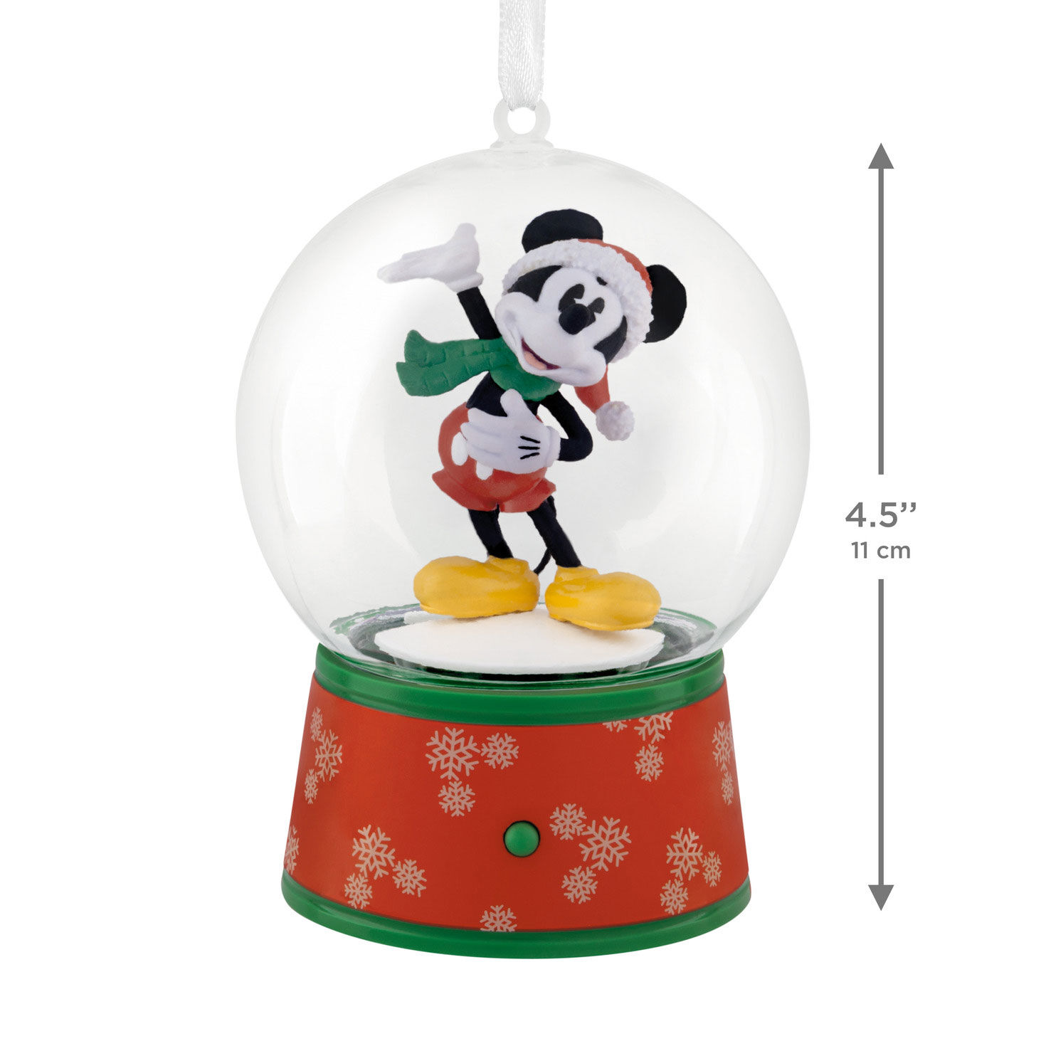 Mickey Mouse Snow Globe Christmas Ornament measurement image number 3