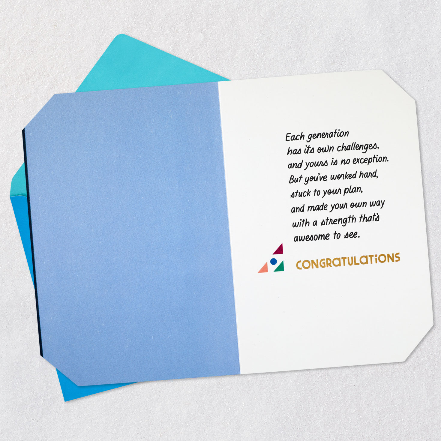 Geometric on Blue High School Graduation Card Open card with envelope image number 3