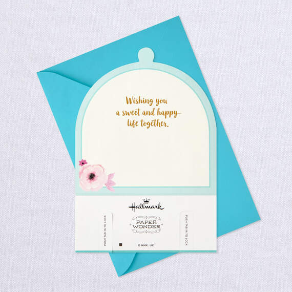 Mr. and Mrs. Cake Cloche Pop Up Wedding Card, , large image number 8