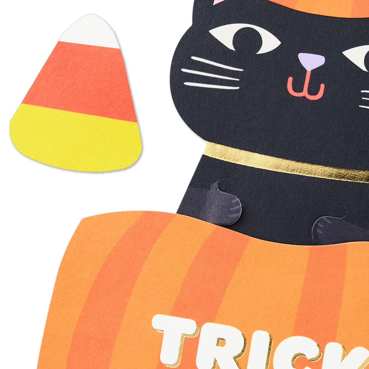 Cat Popping Out Pumpkin Halloween Card Card Front Detail image number 4