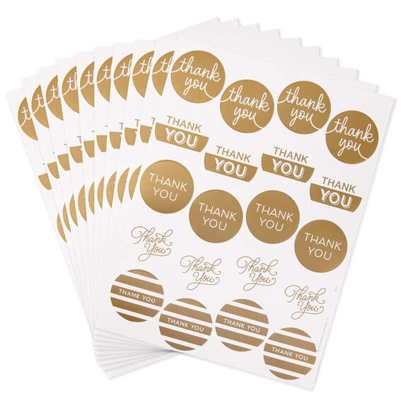 Gold Foil Thank-You Sticker Seals, 10 sheets, , large image number 1