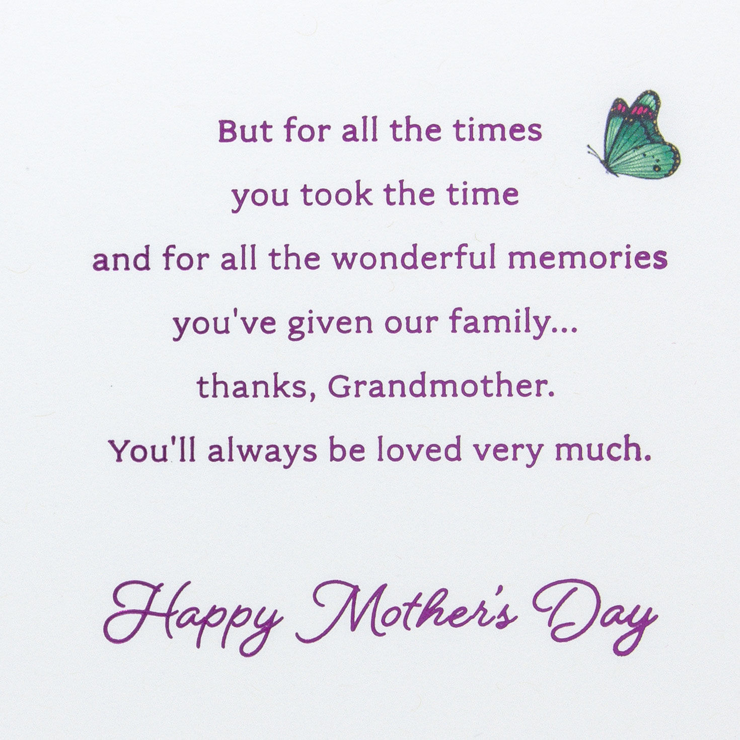 Flowers and Butterflies Mother's Day Card for Grandma Sentiment image number 2