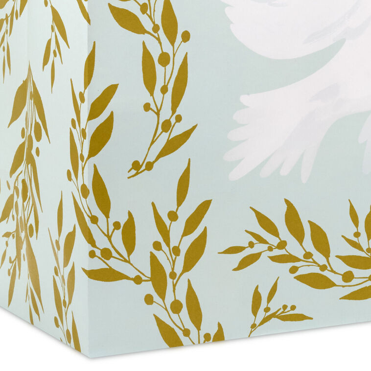 Dove on Light Green With Gold Vines XL Gift Bag Base/Side Detail image number 5