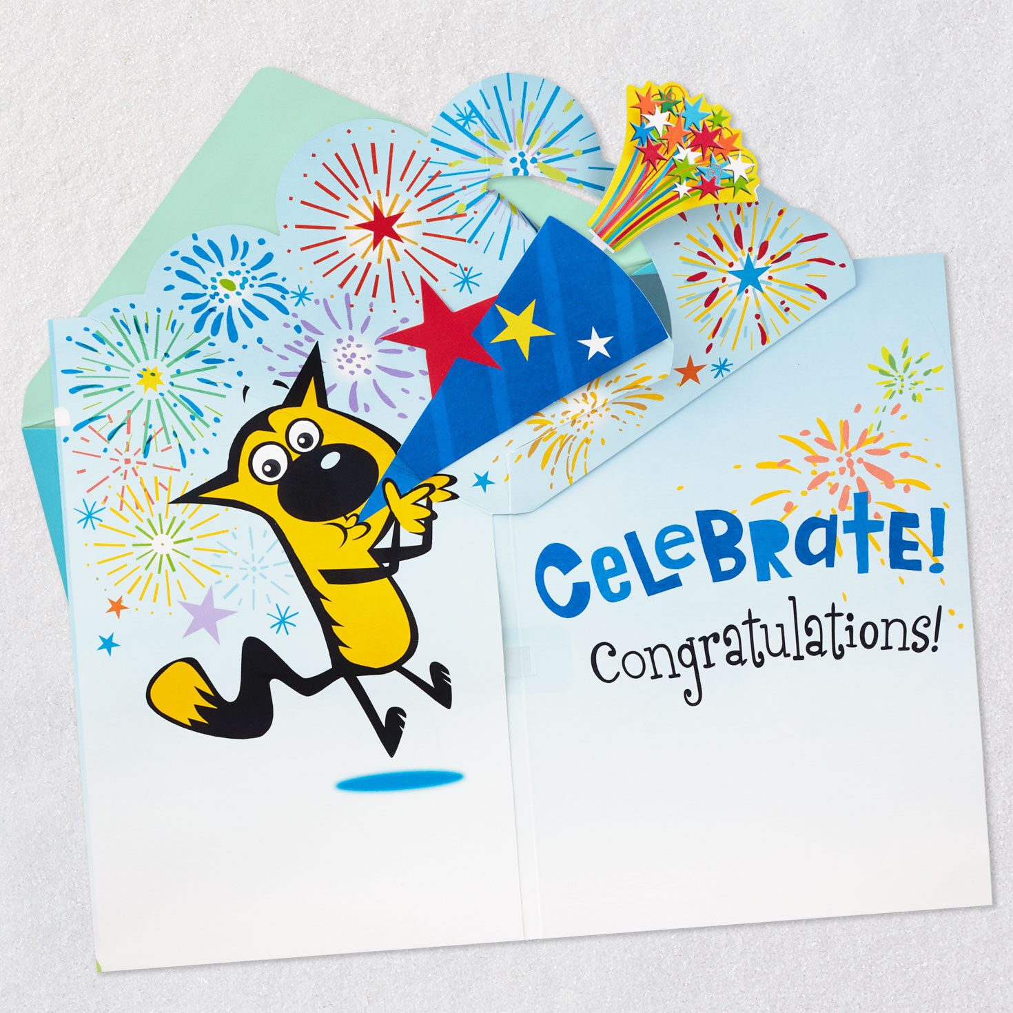 Cartoon Cat with Party Horn Musical Graduation Card Sentiment image number 2
