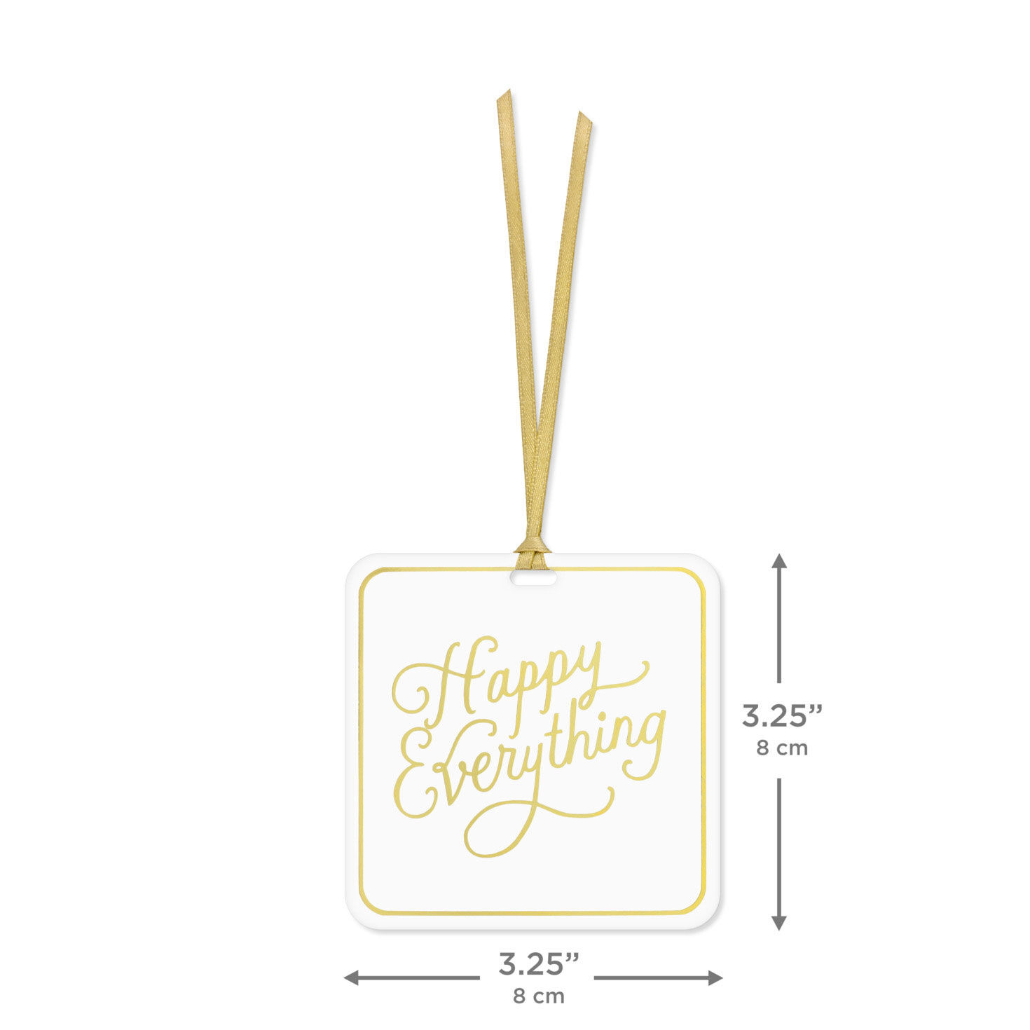 Square White Gift Tag With Gold Ribbon Tie measurement image number 3