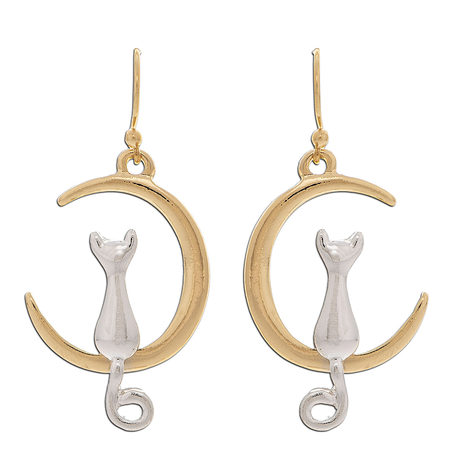 Rain Jewelry Cat in Crescent Moon Mixed Metal Earrings for only USD 15.00 | Hallmark