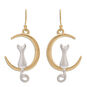 Rain Jewelry Cat in Crescent Moon Mixed Metal Earrings, , large image number 1