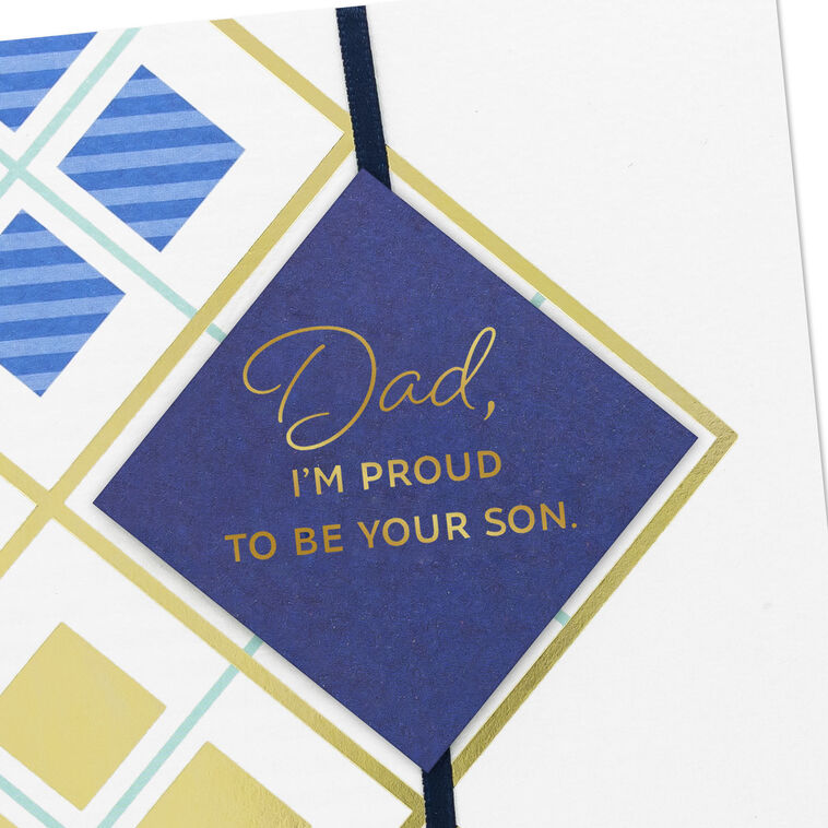 Navy, Gold and Green Diamonds Dad Birthday Card from Son Card Front Detail image number 5