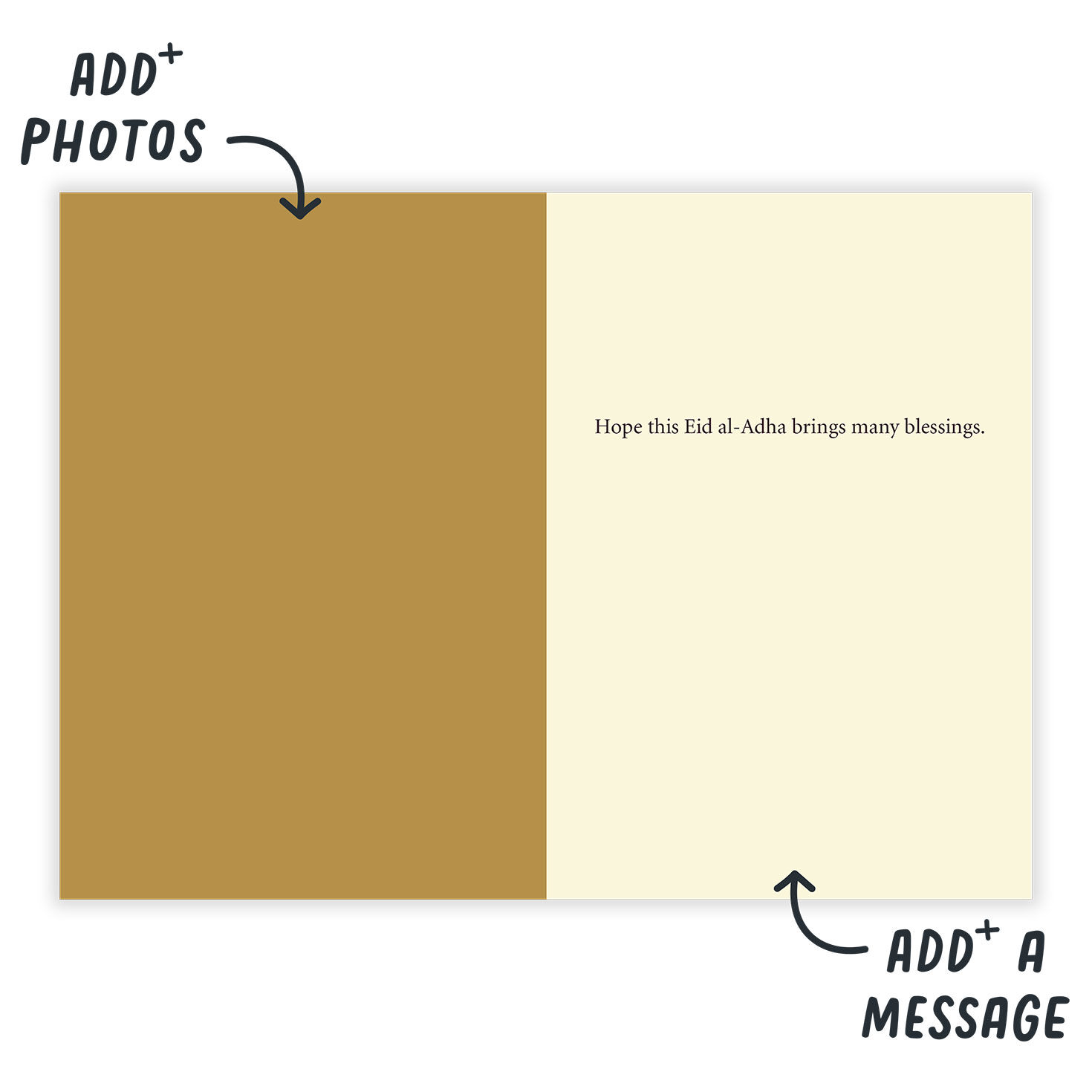 Moon and Star Happy Eid Personalized Card Open Card indicating personalization image number 3