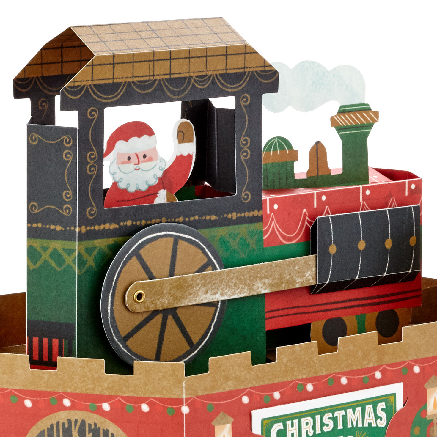 Santa Train Musical & Motion Pop-Up Christmas Card Card front detail image number 4
