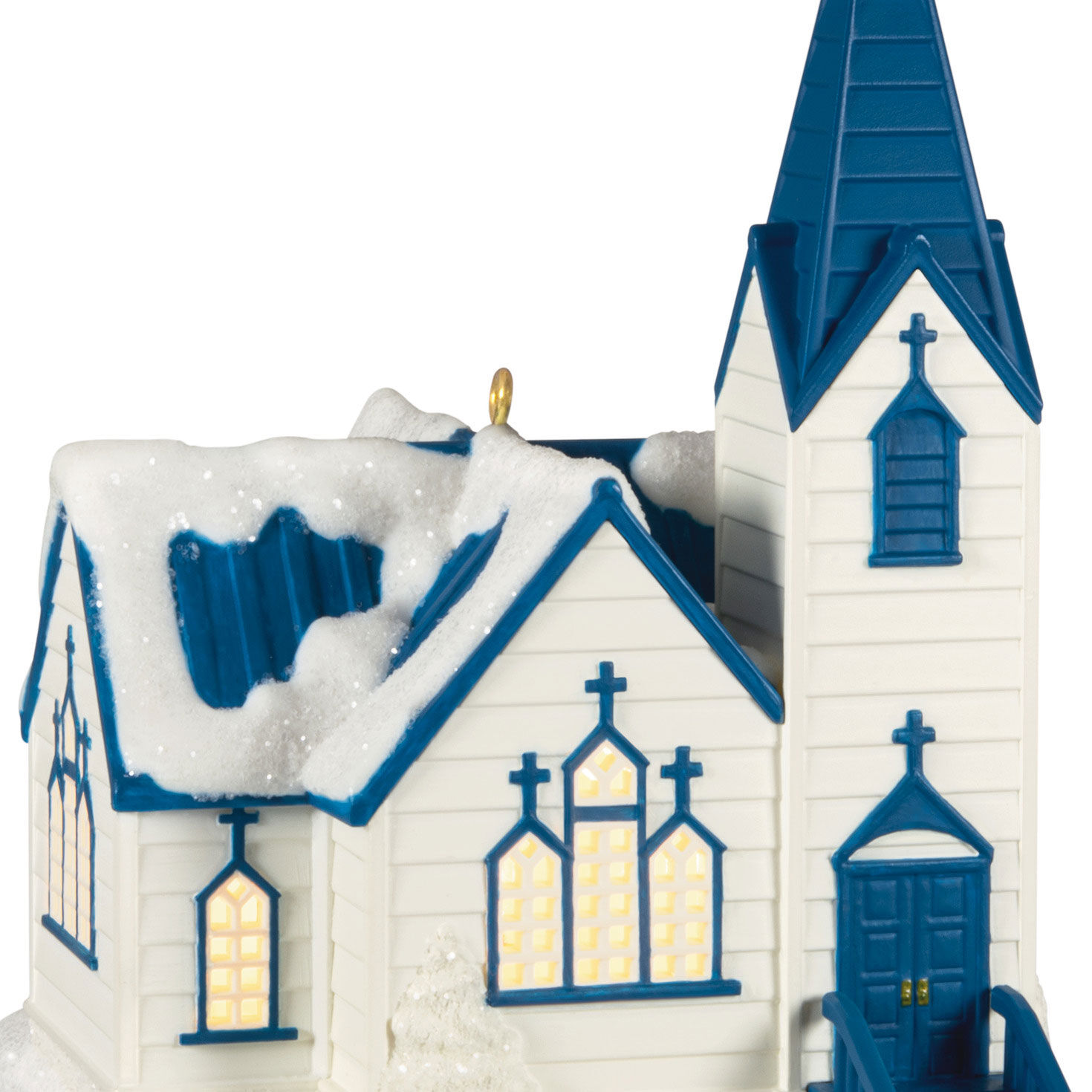 Church With Blue Roof Keepsake Ornament closeup view image number 5