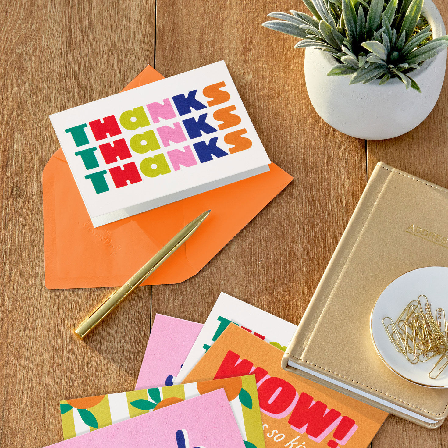 Orange and Pink Modern Thank You Note Cards in Box in use image number 7