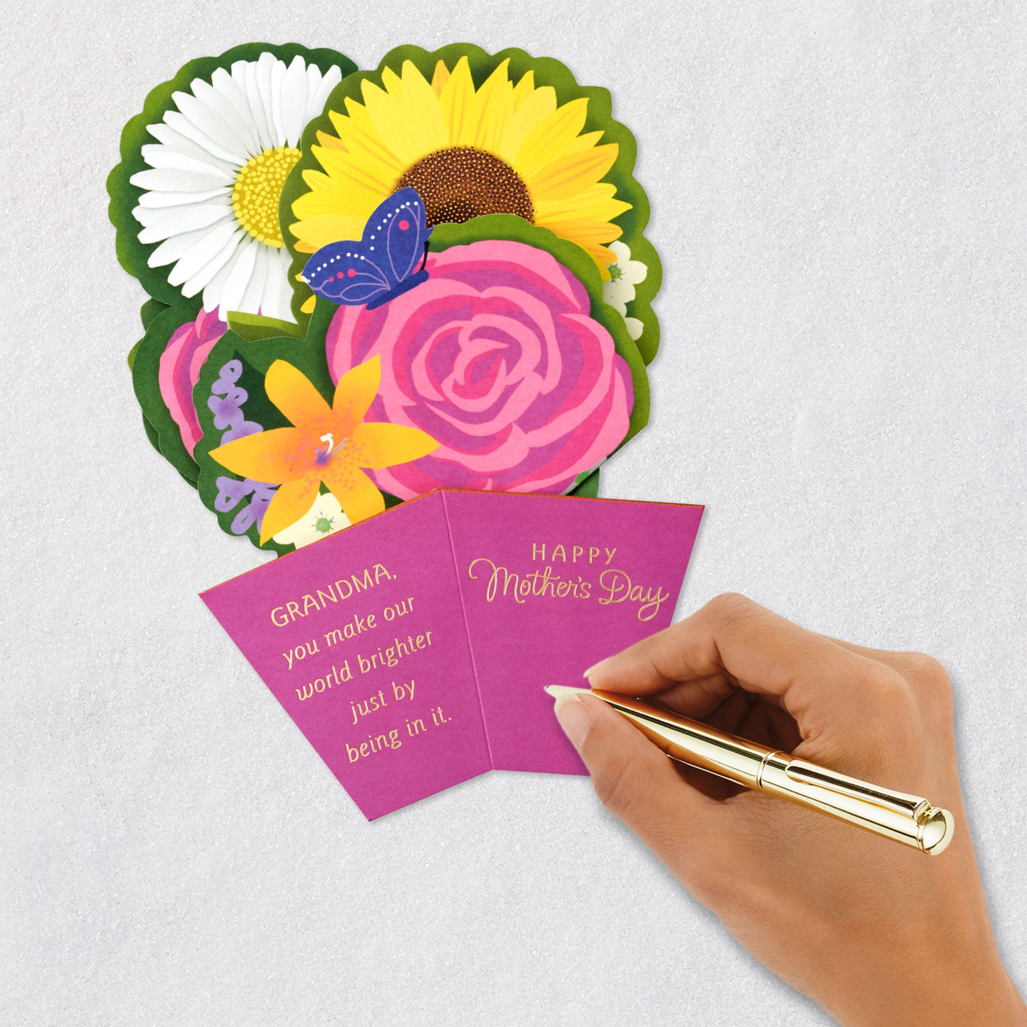 Colorful Flowers Pop-up Mother's Day Card for Grandma signing card image number 6