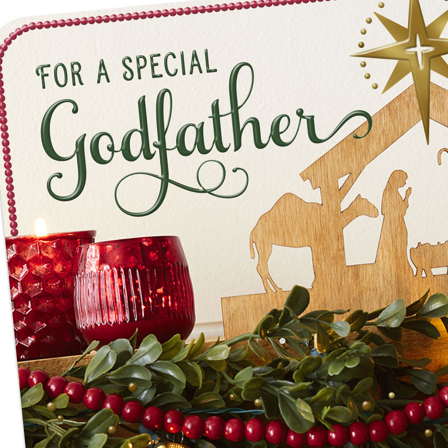 Nativity Religious Christmas Card for Godfather Card Front Detail image number 5
