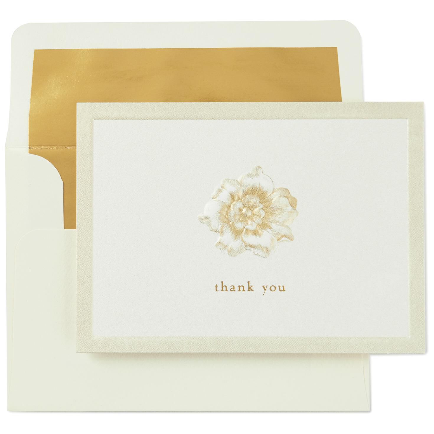 Details about   Hallmark THANK YOU Card by Signature ~ Paper Crafted Floral Display Gold & White