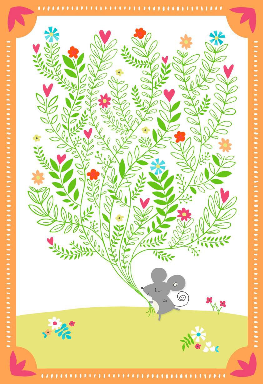 Whimsy and Flowers Blank Thank You Card