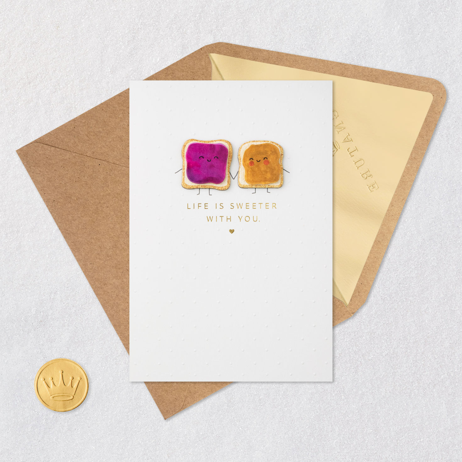 Peanut Butter and Jelly Sandwich Anniversary Card Card Front with Envelope and Gold Seal image number 5