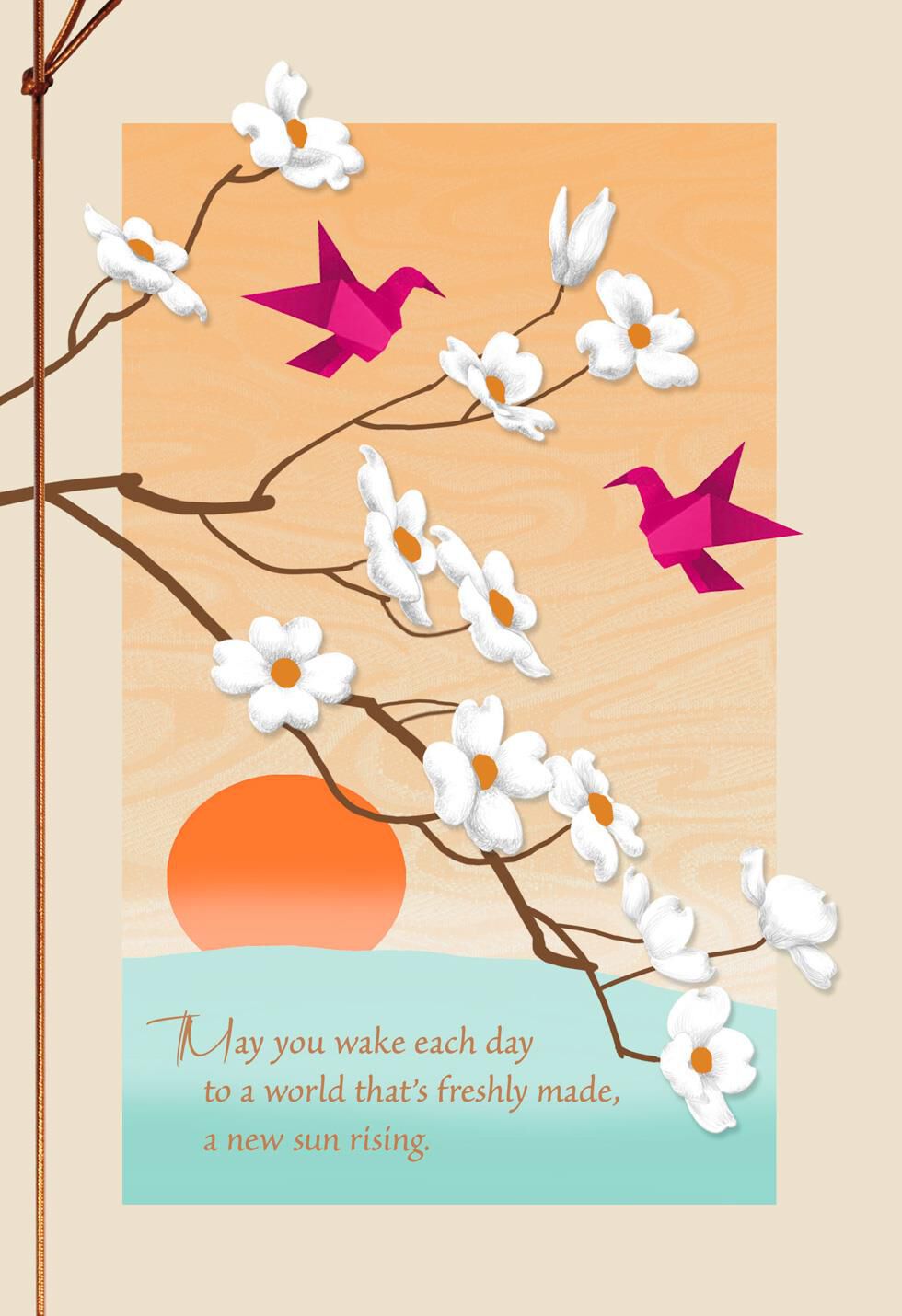 Origami Birds and Plum Blossoms Wedding Card